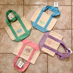 NWT Trader Joe’s Mini Canvas Tote Bag - Pink, Blue, Green, Purple